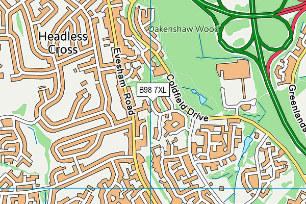 B98 7XL map - OS VectorMap District (Ordnance Survey)