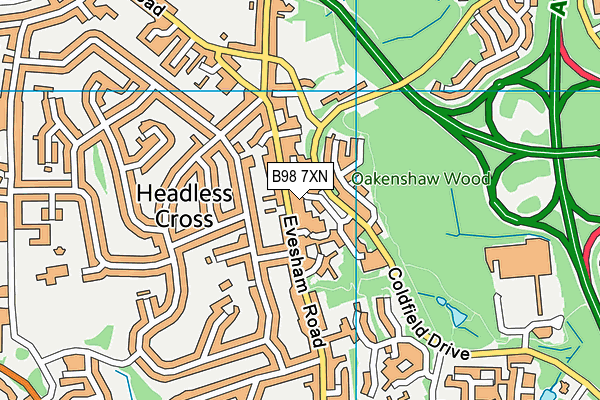 B98 7XN map - OS VectorMap District (Ordnance Survey)