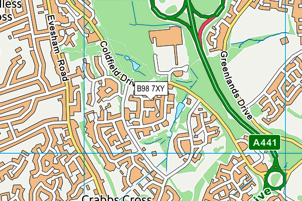 B98 7XY map - OS VectorMap District (Ordnance Survey)