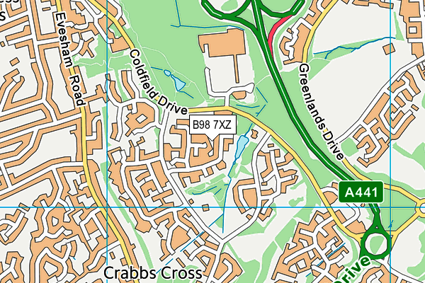 B98 7XZ map - OS VectorMap District (Ordnance Survey)