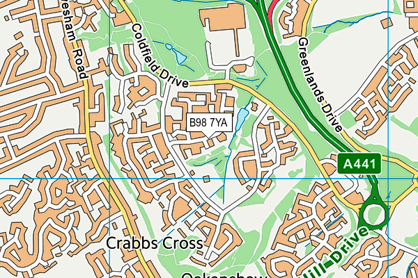 B98 7YA map - OS VectorMap District (Ordnance Survey)