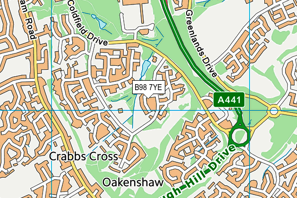 B98 7YE map - OS VectorMap District (Ordnance Survey)