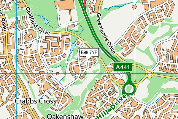 B98 7YF map - OS VectorMap District (Ordnance Survey)