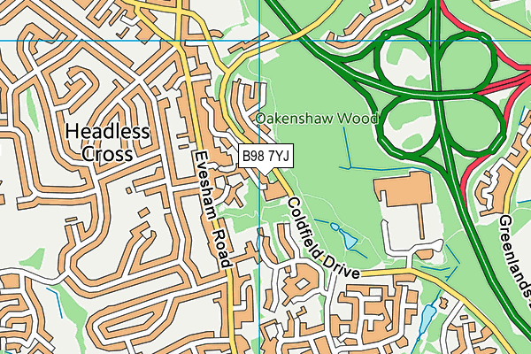 B98 7YJ map - OS VectorMap District (Ordnance Survey)