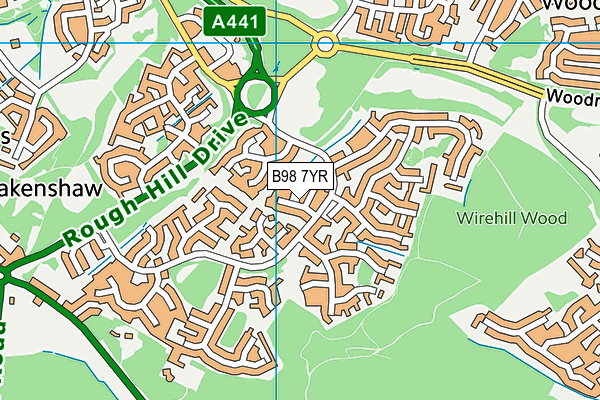 B98 7YR map - OS VectorMap District (Ordnance Survey)