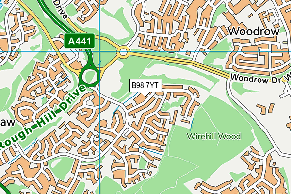 B98 7YT map - OS VectorMap District (Ordnance Survey)