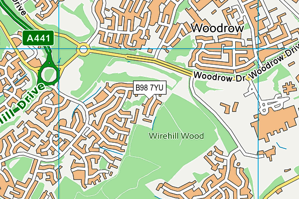 B98 7YU map - OS VectorMap District (Ordnance Survey)