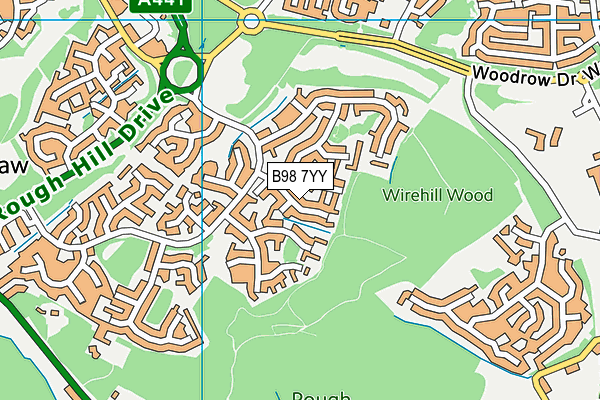 B98 7YY map - OS VectorMap District (Ordnance Survey)