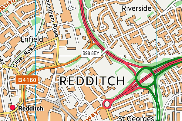 B98 8EY map - OS VectorMap District (Ordnance Survey)