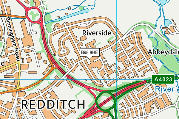 B98 8HE map - OS VectorMap District (Ordnance Survey)