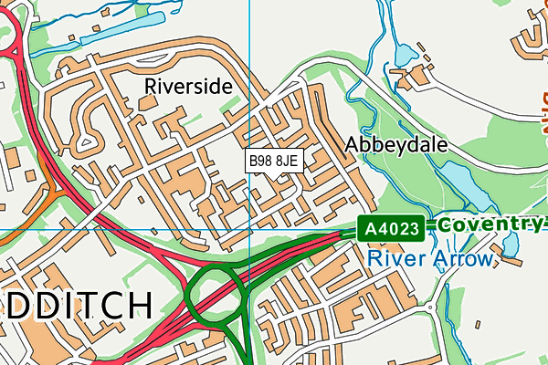 B98 8JE map - OS VectorMap District (Ordnance Survey)