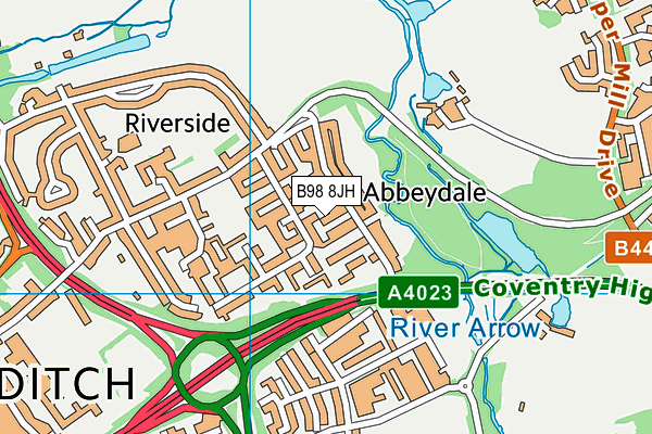 B98 8JH map - OS VectorMap District (Ordnance Survey)