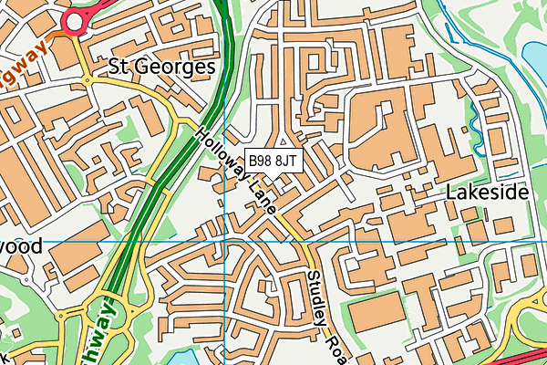 B98 8JT map - OS VectorMap District (Ordnance Survey)