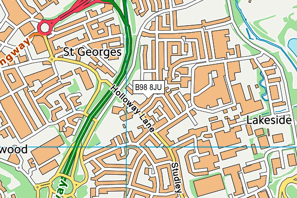 B98 8JU map - OS VectorMap District (Ordnance Survey)