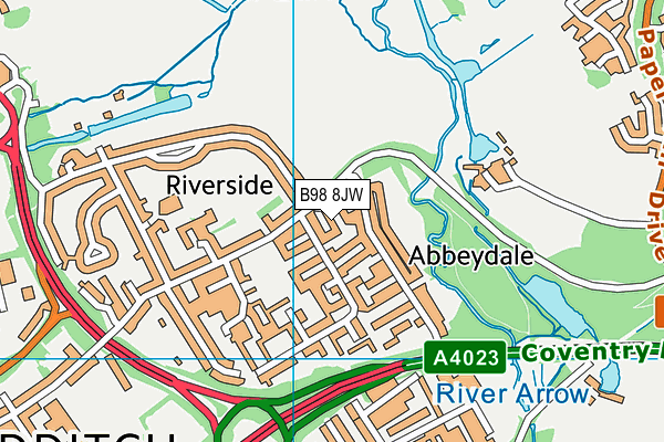 B98 8JW map - OS VectorMap District (Ordnance Survey)