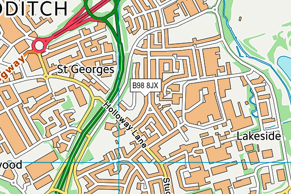 B98 8JX map - OS VectorMap District (Ordnance Survey)