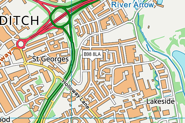 B98 8LA map - OS VectorMap District (Ordnance Survey)