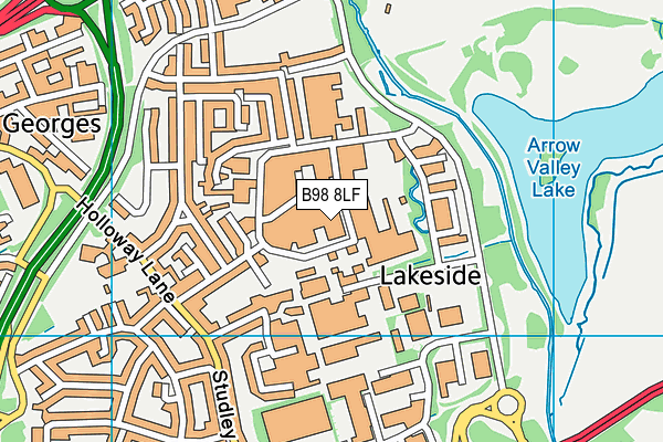 B98 8LF map - OS VectorMap District (Ordnance Survey)