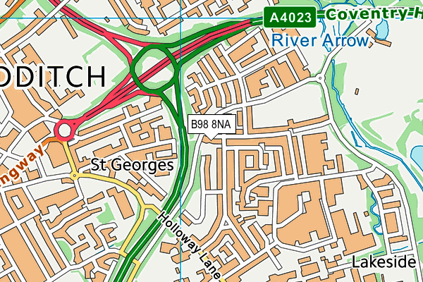 B98 8NA map - OS VectorMap District (Ordnance Survey)