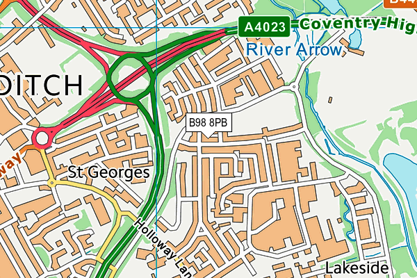 B98 8PB map - OS VectorMap District (Ordnance Survey)