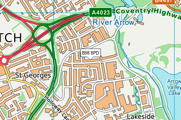 B98 8PD map - OS VectorMap District (Ordnance Survey)