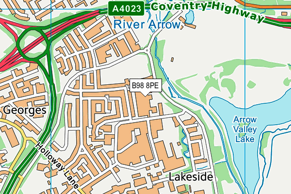 B98 8PE map - OS VectorMap District (Ordnance Survey)