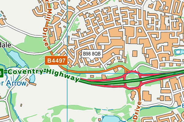 B98 8QB map - OS VectorMap District (Ordnance Survey)