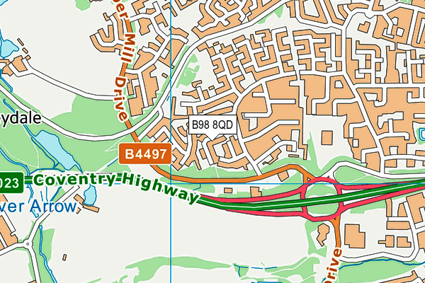 B98 8QD map - OS VectorMap District (Ordnance Survey)