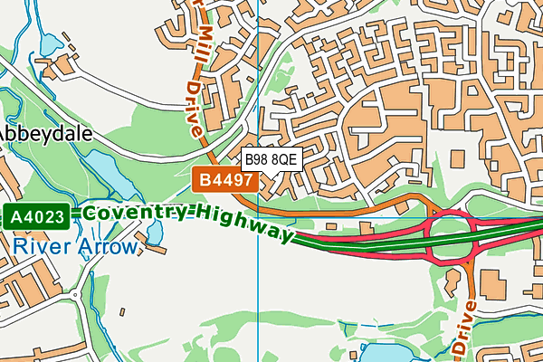 B98 8QE map - OS VectorMap District (Ordnance Survey)