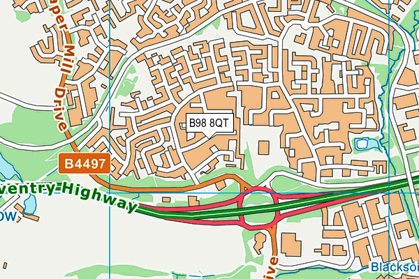 B98 8QT map - OS VectorMap District (Ordnance Survey)