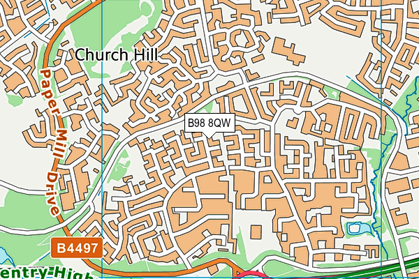 B98 8QW map - OS VectorMap District (Ordnance Survey)