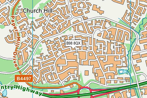 B98 8QX map - OS VectorMap District (Ordnance Survey)