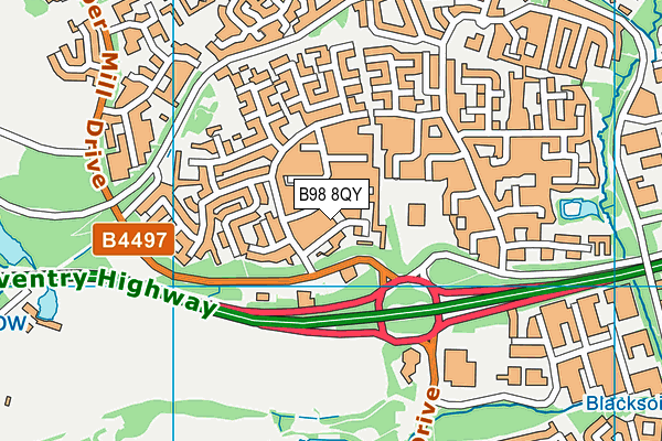 B98 8QY map - OS VectorMap District (Ordnance Survey)