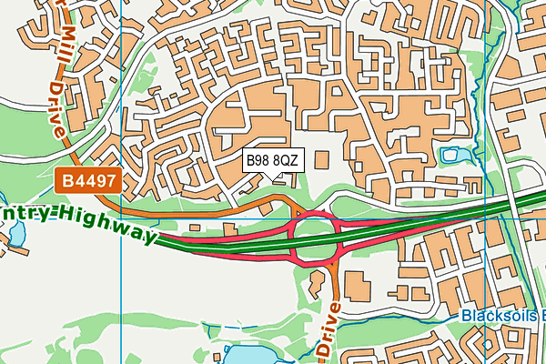 B98 8QZ map - OS VectorMap District (Ordnance Survey)