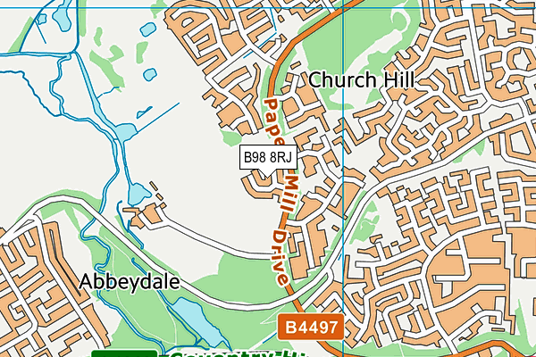 B98 8RJ map - OS VectorMap District (Ordnance Survey)