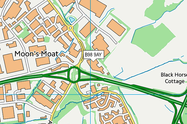 B98 9AY map - OS VectorMap District (Ordnance Survey)