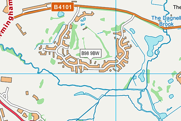 B98 9BW map - OS VectorMap District (Ordnance Survey)