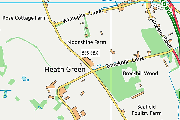 B98 9BX map - OS VectorMap District (Ordnance Survey)