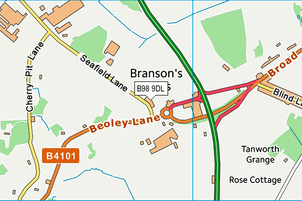 B98 9DL map - OS VectorMap District (Ordnance Survey)