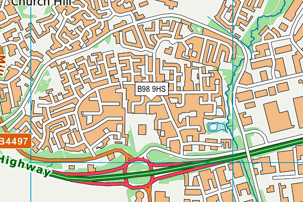 B98 9HS map - OS VectorMap District (Ordnance Survey)