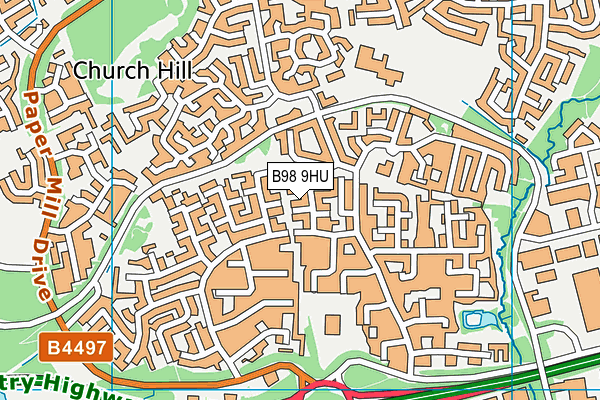 B98 9HU map - OS VectorMap District (Ordnance Survey)