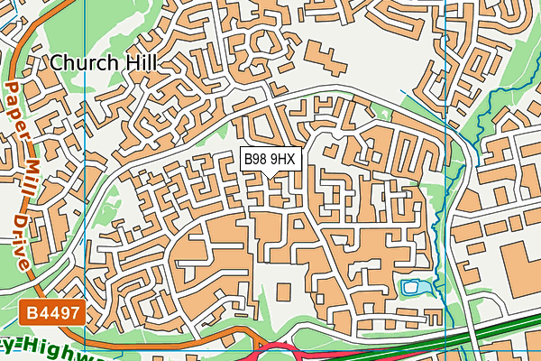 B98 9HX map - OS VectorMap District (Ordnance Survey)