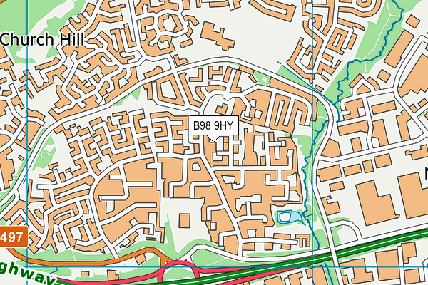 B98 9HY map - OS VectorMap District (Ordnance Survey)