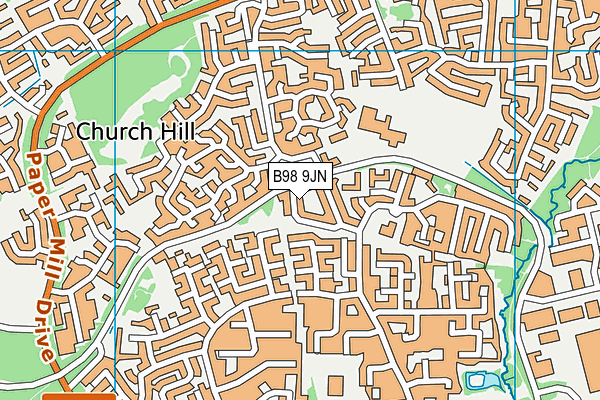 B98 9JN map - OS VectorMap District (Ordnance Survey)