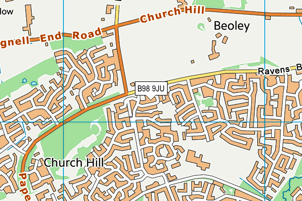 B98 9JU map - OS VectorMap District (Ordnance Survey)