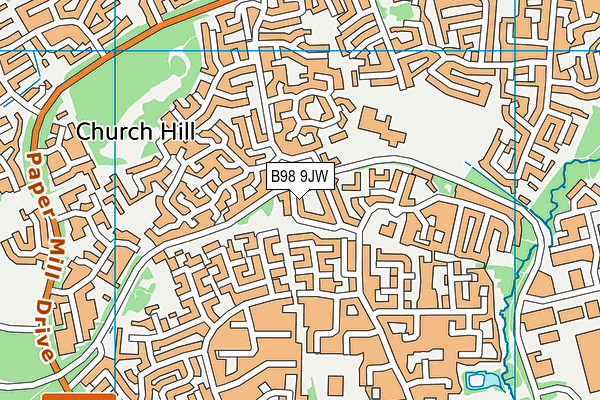 B98 9JW map - OS VectorMap District (Ordnance Survey)