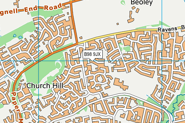 B98 9JX map - OS VectorMap District (Ordnance Survey)