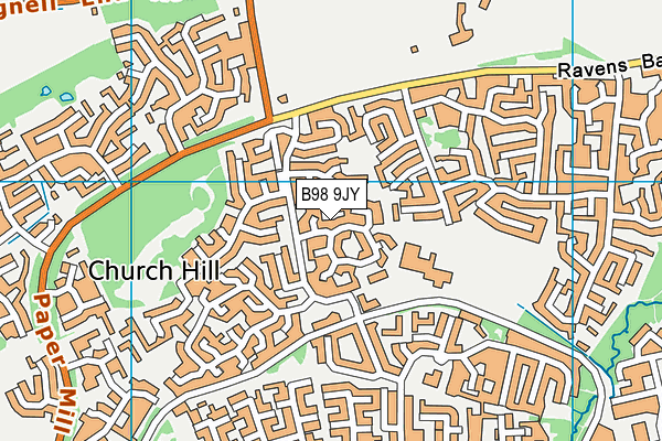 B98 9JY map - OS VectorMap District (Ordnance Survey)