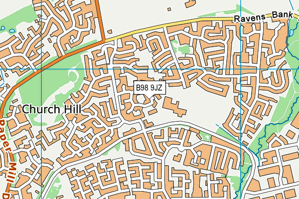 B98 9JZ map - OS VectorMap District (Ordnance Survey)