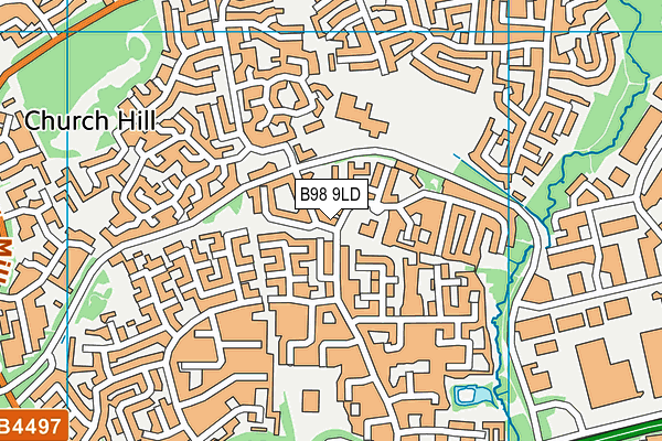 B98 9LD map - OS VectorMap District (Ordnance Survey)